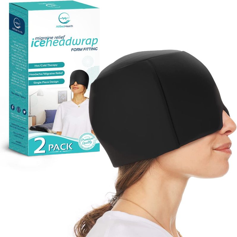 Photo 1 of 2 Pack - Form Fitting Migraine Relief Ice Head Wrap | Headache and Migraine Hat | Hot and Cold Therapy for Puffy Eyes, Tension, Sinus and Stress Relief
