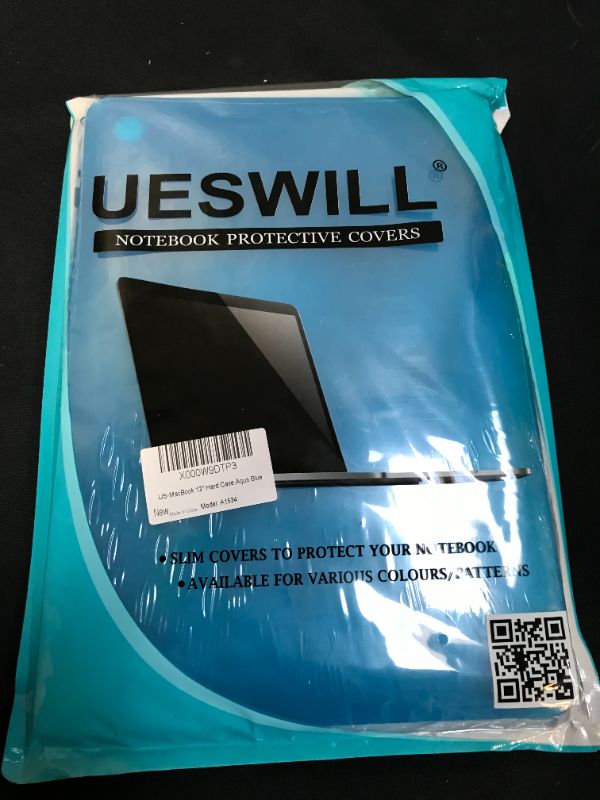 Photo 2 of UESWILL Smooth Soft Touch Matte Hard Shell Case Cover Compatible with MacBook 12 inch with Retina Display (Model: A1534) + Microfibre Cleaning Cloth, Aqua Blue
