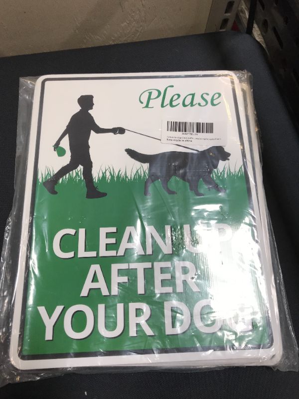 Photo 3 of Clean Up After Your Dog Sings,No Pooping Dog Signs for Yard,4 Pack 12" x 9" Dog Lawn Signs with Metal Wire H-Stakes Included,UVresistance, Waterproof,Easy to Install No Peeing dog Signs for Yard
