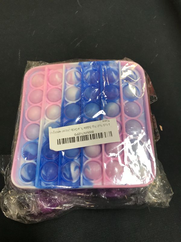 Photo 1 of 4 Pack Push Pop Bubble Fidget Sensory Toys - Silicone Fidgets Popper Game - Stress Reliver, Office Toys, Anxiety Relief Squeeze Sensory Toy, Autism, ADHD - Unicorn Among-us Circle & Square
