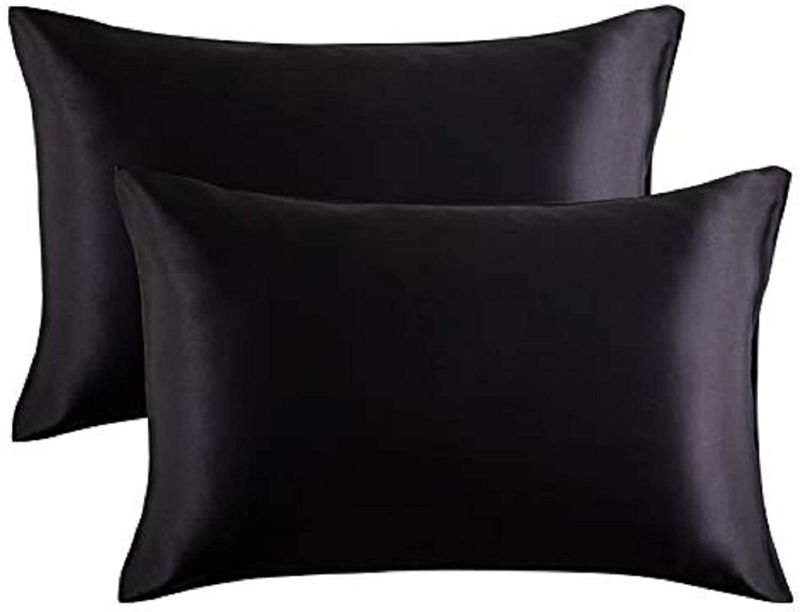 Photo 1 of  Satin Pillowcase King Size Pillowcase Set of 2 Black 