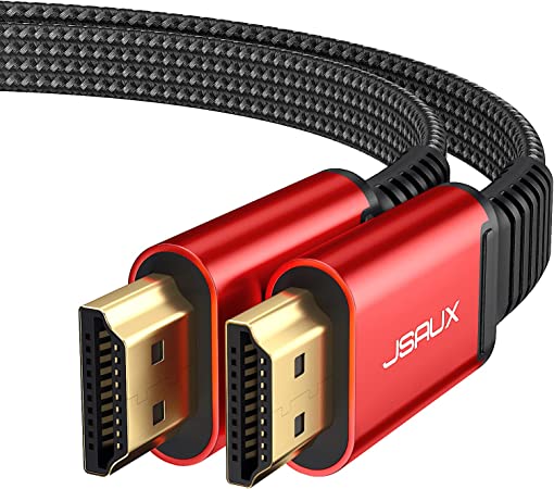 Photo 1 of 4K HDMI Cable 10ft, JSAUX Flat Slim HDMI 2.0 Cable High Speed 18Gbps HDMI to HDMI Cord Support 3D, 4K@60Hz, 2160P, HD 1080P, Audio Return(ARC) Ethernet Compatible with UHD TV, Playstation PS4 PS3-Red --- 2 PACK 
