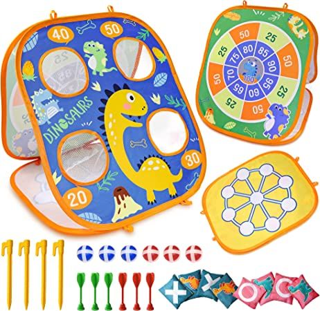 Photo 1 of Bean Bag Toss Game for Girls,Bean Bag Toss Outdoor Toy for Toddler Age 2 3 4 5 6 7 8,Portable 3 in 1 Game Set for Home,Backyard,Beach, Lawn,Party Activities Kids Games
