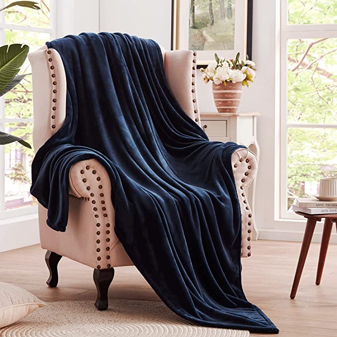 Photo 1 of Anluoer Navy Blue Fleece Throw Blanket Queen Size for Couch/Bed/Sofa, Microfiber Blankets and Throws Lightweight Large Cozy Soft Fuzzy Plush Warm 90X90 inches
