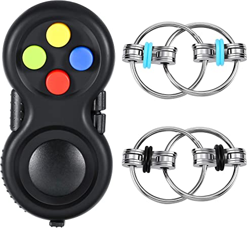 Photo 1 of 3 Pieces Handheld Mini Fidget Toy Set Include Cam Fidget Controller Pad and Flippy Chain Flippy Stress Relief Toy for Teenagers Adults with ADHD ADD OCD Autism (Mixed Color) --- 3 pack 
