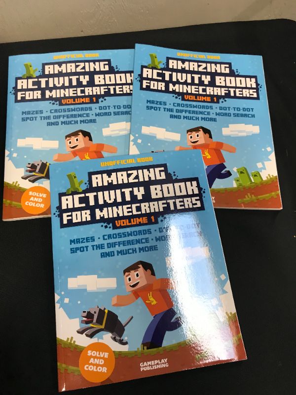 Photo 2 of Amazing Activity Book for Minecrafters: Puzzles, Mazes, Dot-to-Dot, Spot the Difference, Crosswords, Maths, Word Search and More (Unofficial Book)--- 3 PACK 
