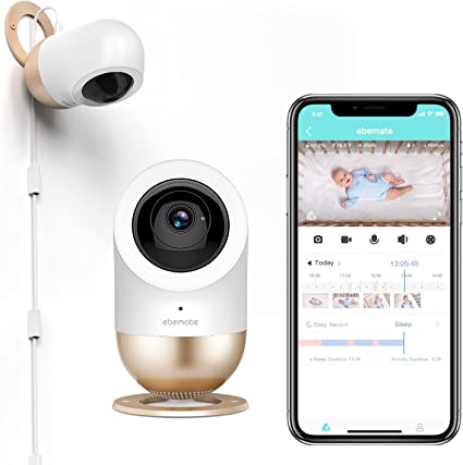 Photo 1 of Ebemate 1080P Smart Baby Monitor Camera,AI Video Baby Monitor with HD Video & Audio No Glow Night Vision,Soft Night Light,Temperature & Humidity Sensors & Two-Way Talk Audio Cam Baby Monitoring ---- factory sealed 
