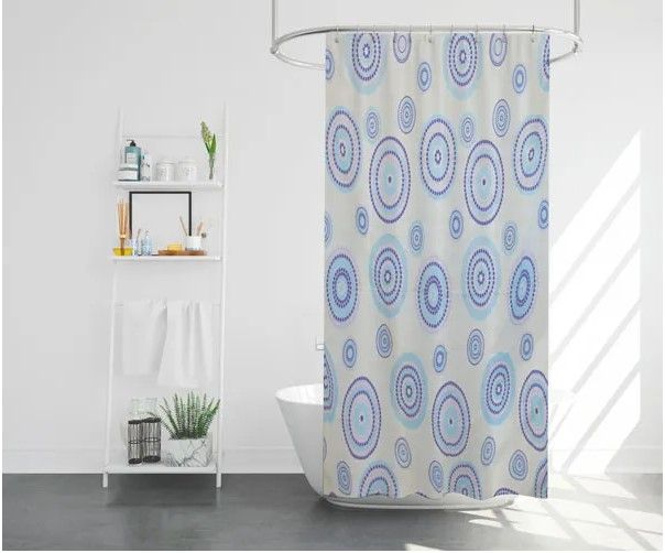Photo 1 of Blue Mosaic Polyester Shower Curtain
