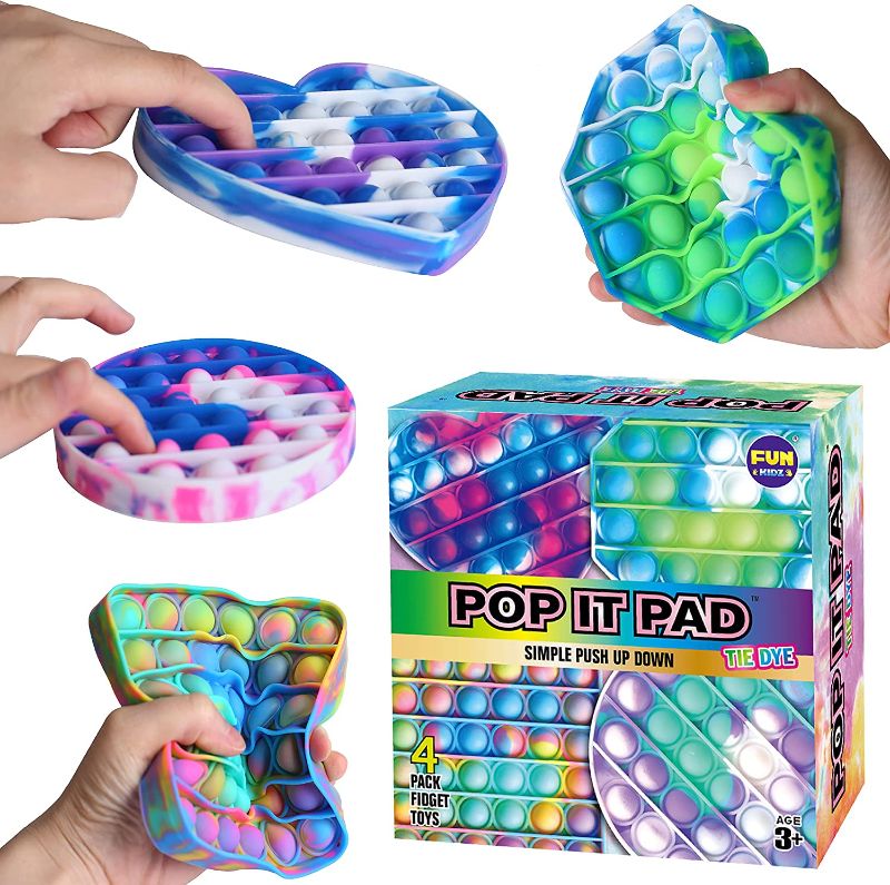 Photo 1 of FUNKIDZ Tie Dye Push Pop Bubbles Fidget Toy, Stress Relief Anti-Anxiety Silicone Squeeze Sensory Toy for Kids Boys Girls
