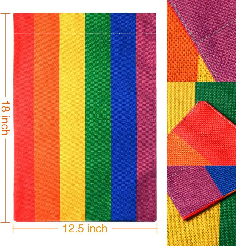 Photo 1 of 2 pack Rainbow Flag ,Gay Pride garden Flag, victory for love,Celebrate Pride Flag,gay gifts,Indoor Outdoor Flag, Double Sided Burlap Flag 12.5X18 Inch
