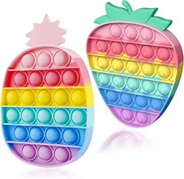 Photo 1 of 2 CT Bubble Sensory Toy, Set Silicone Cute Toys Satisfying Autism Special Needs Anxiety Stress Reliever, Pastel Rainbow Pineapple Strawberry Game It for Kids Gift - 2 PCK
