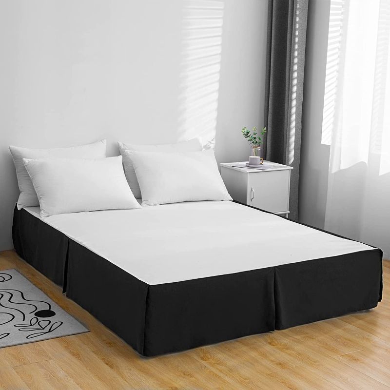 Photo 1 of Black Solid Bed Skirt, Full Bed Skirt, TSUTOMI Full Bed Skirt 14 Inch Drop, Dust Ruffle Full, Bed Skirt Split Corner Pleated Style Easy Fit Easy Care Fade & Wrinkle Resistant-Cotton Micorfiber Made
