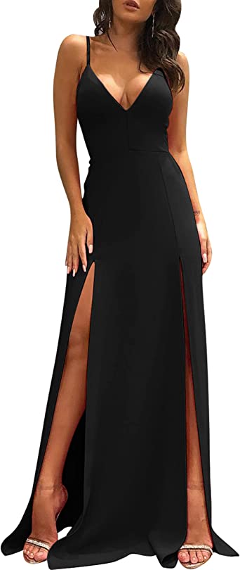 Photo 1 of TOB Women's Sexy Sleeveless Spaghetti Strap Backless Split Cocktail Long Dress small size 
