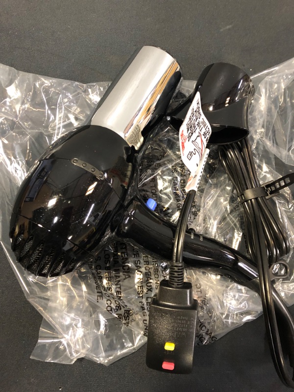 Photo 2 of Conair 1875 Watt Full Size Pro Hair Dryer with Ionic Conditioning , Black / Chrome, 1 Count
9BOX IS DAMAGED)