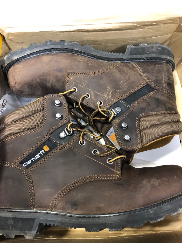 Photo 3 of Carhartt Men's 6 Work Soft Toe NWP Work Boot
(BOX IS DAMAGED, BOOTS ARE VERY DIRTY)