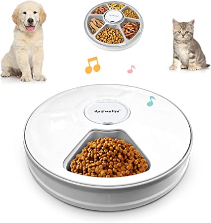 Photo 1 of 4pawslife 6 Meal Automatic Pet Feeder Food Dispenser with Digital Timer and Music Broadcast for Cats and Dogs
