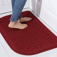 Photo 1 of COSY HOMEER 32X20 Inch Anti Fatigue Kitchen Rug Mats are Made of 100% Polypropylene Half Round Rug Cushion Specialized in Anti Slippery and Machine Washable (32x20in Burgundy 1pc)
