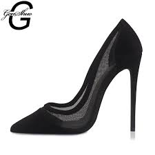 Photo 1 of GENSHUO Concise Mesh Black Thin High Heels Shallow Pumps SIZE 10