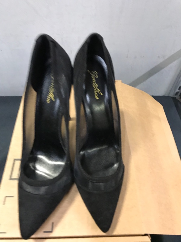 Photo 2 of GENSHUO Concise Mesh Black Thin High Heels Shallow Pumps SIZE 10