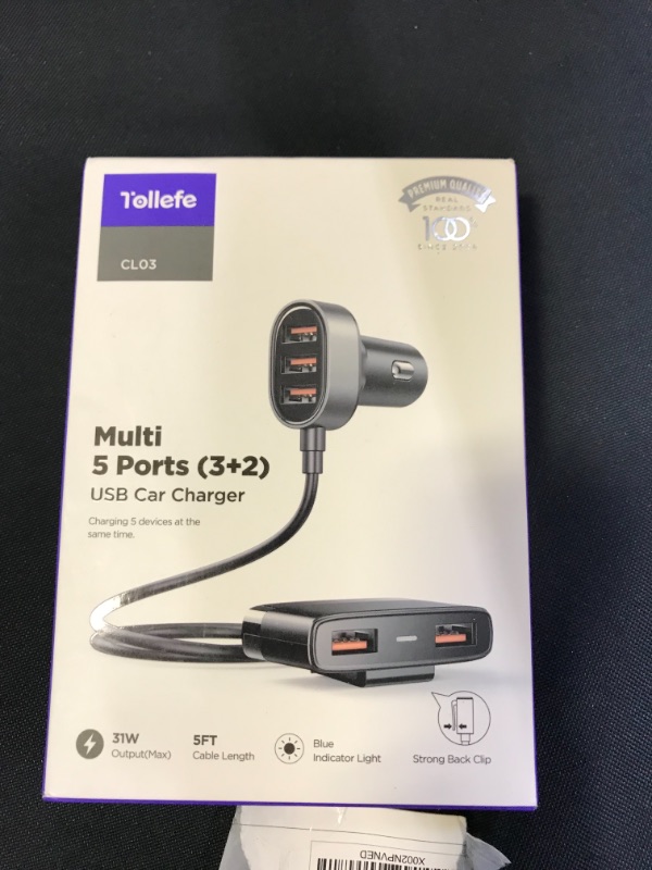 Photo 3 of 5 Multi USB Car Charger, Car Charger Adapter, USB Car Charger for Multiple Devices, 12V USB Charger Multi Port, Car Charger Cigarette Lighter Adapter USB Charger with 5FT Cable for Back Seat Charging (BOX IS DAMAGED)
