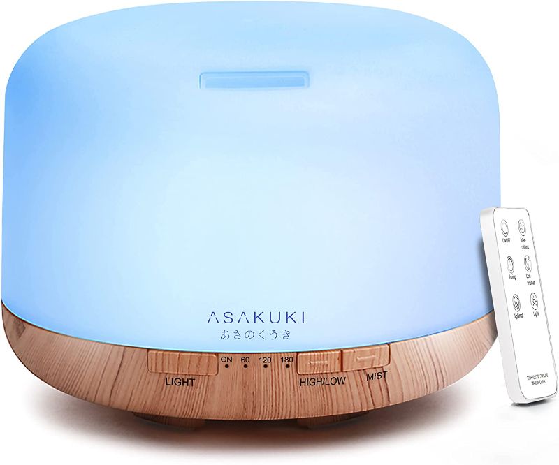 Photo 1 of ASAKUKI 500ml Premium, Essential Oil Diffuser with Remote Control, 5 in 1 Ultrasonic Aromatherapy Fragrant Oil Humidifier Vaporizer, Timer and Auto-Off Safety Switch
