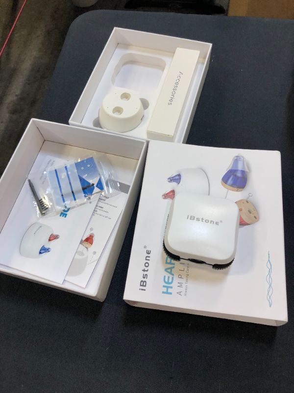 Photo 1 of iBstone Rechargeable Hearing Amplifier to Aid Adults Seniors Hearing, Completely-in-Canal (CIC) Mini Digital Hearing Devices for Seniors & Adults, Blue & Red, Pair, K17
