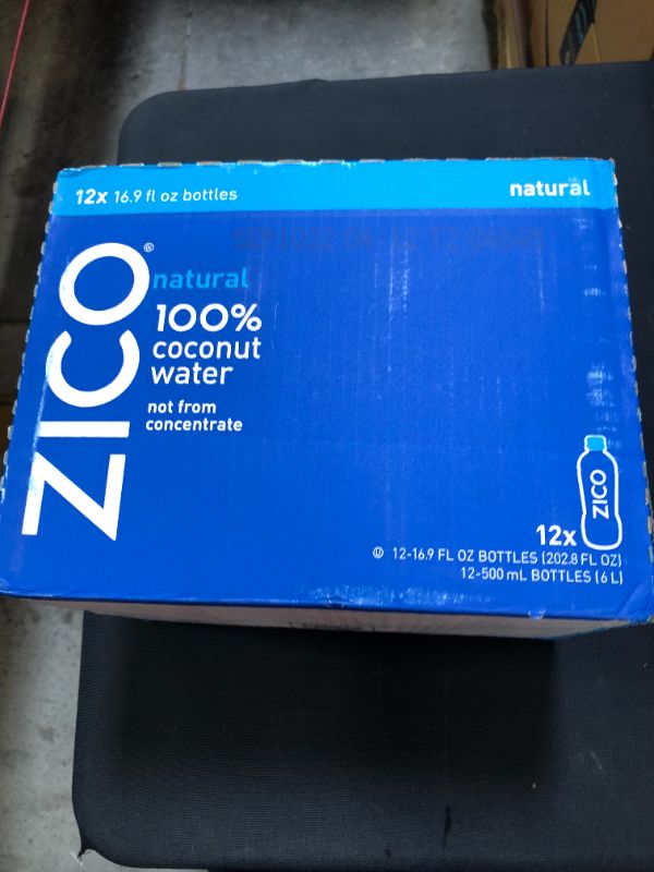 Photo 2 of Zico 100% Coconut Water Drink - 12 Pack, Natural Flavored - No Sugar Added, Gluten-Free - 500ml / 16.9 Fl Oz - Supports Hydration with Five Naturally Occurring Electrolytes - Not from Concentrate
BB: 9/10/22