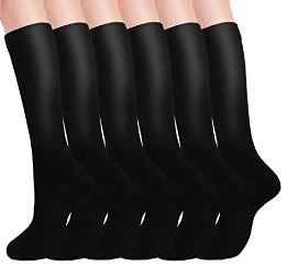 Photo 1 of 6 Pairs Compression Socks for Women & Men Circulation 20-30 mmHg Support for Medical, Running, Cycling, Hiking, Flight Travel
