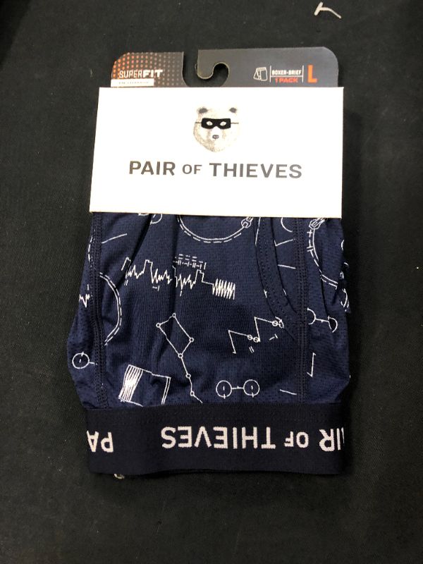 Photo 2 of Pair of Thieves Men's Super Fit Boxer Briefs - Navy/Shapes L, Blue/Shapes
2pack