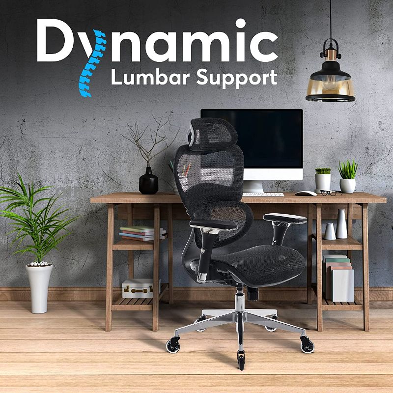 Photo 1 of Oline ErgoPro Ergonomic Office Chair - Rolling Desk Chair with 4D Adjustable Armrest, 3D Lumbar Support and Blade Wheels - Mesh Computer Chair, Gaming Chairs, Executive Swivel Chair (Black)
