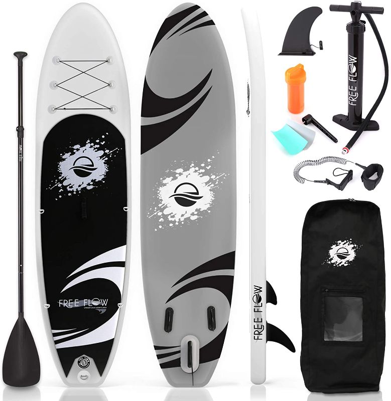 Photo 1 of SereneLife Inflatable Stand Up Paddle Board (6 Inches Thick) with Premium SUP Accessories & Carry Bag | Wide Stance, Bottom Fin for Paddling, Surf Control, Non-Slip Deck | Youth & Adult Standing Boat
