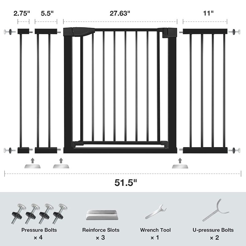 Photo 1 of Baby Gate for Doorways and Stairs, RONBEI 51.5" Auto Close Safety Baby Gate for Kids and Pets, Extra Wide Child Gate Dog Gates for The House, Heavy Duty Metal Walk Through Door (Black)
