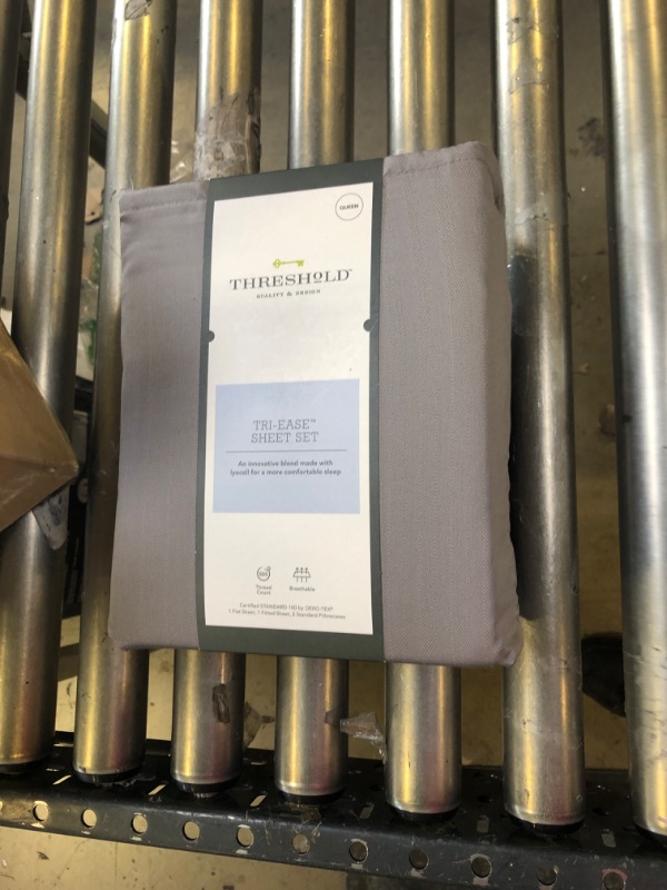 Photo 2 of 500 Thread Count Tri-Ease Sheet Set - Threshold™ QUEEN GRAY HERRINGBONE

