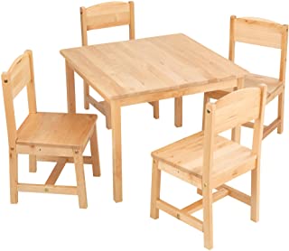 Photo 1 of KidKraft Wooden Farmhouse Table & 4 Chairs Set, Children's Furniture for Arts and Activity – Natural, Gift for Ages 3-8