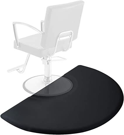 Photo 1 of  3 ft. x 5 ft. Salon & Barber Shop Chair Anti-Fatigue Floor Mat - Black Semi Circle - 1/2 in. Thick