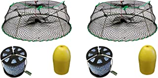 Photo 1 of 2-Pack of KUFA Sports Tower Style Prawn Trap with 400' Rope, Yellow Float and Vented Bait Jar Combo (CT77+SL4+F11Y+HB5) X2
