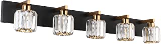 Photo 1 of Aipsun Crystal Bathroom Vanity Light Black Bath Lighting Fixtures Modern Vanity Light 5 Lights Crystal Vanity Light for Bathroom(Exclude Bulb)
