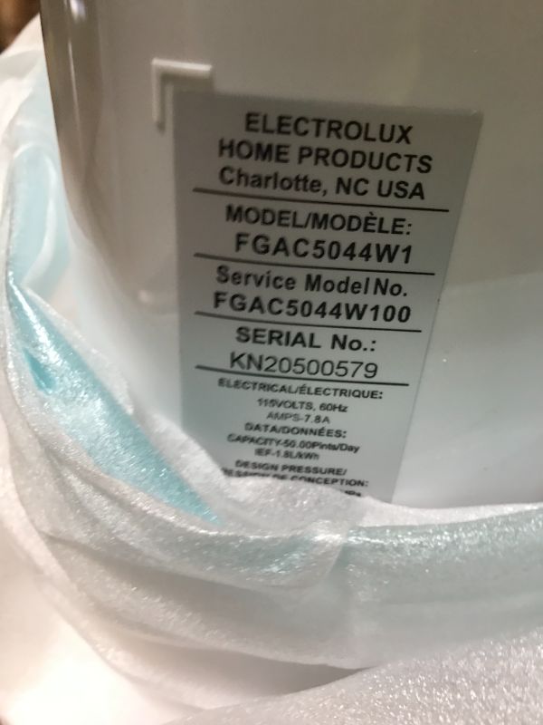 Photo 1 of Frigidaire Dehumidifier, High Humidity 50 Pint Capacity with Wi-Fi, in White

