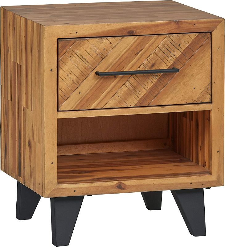 Photo 1 of Amazon Brand – Stone & Beam Baird Cube-Shaped Acacia Nightstand with Legs, 22"W, Natural
