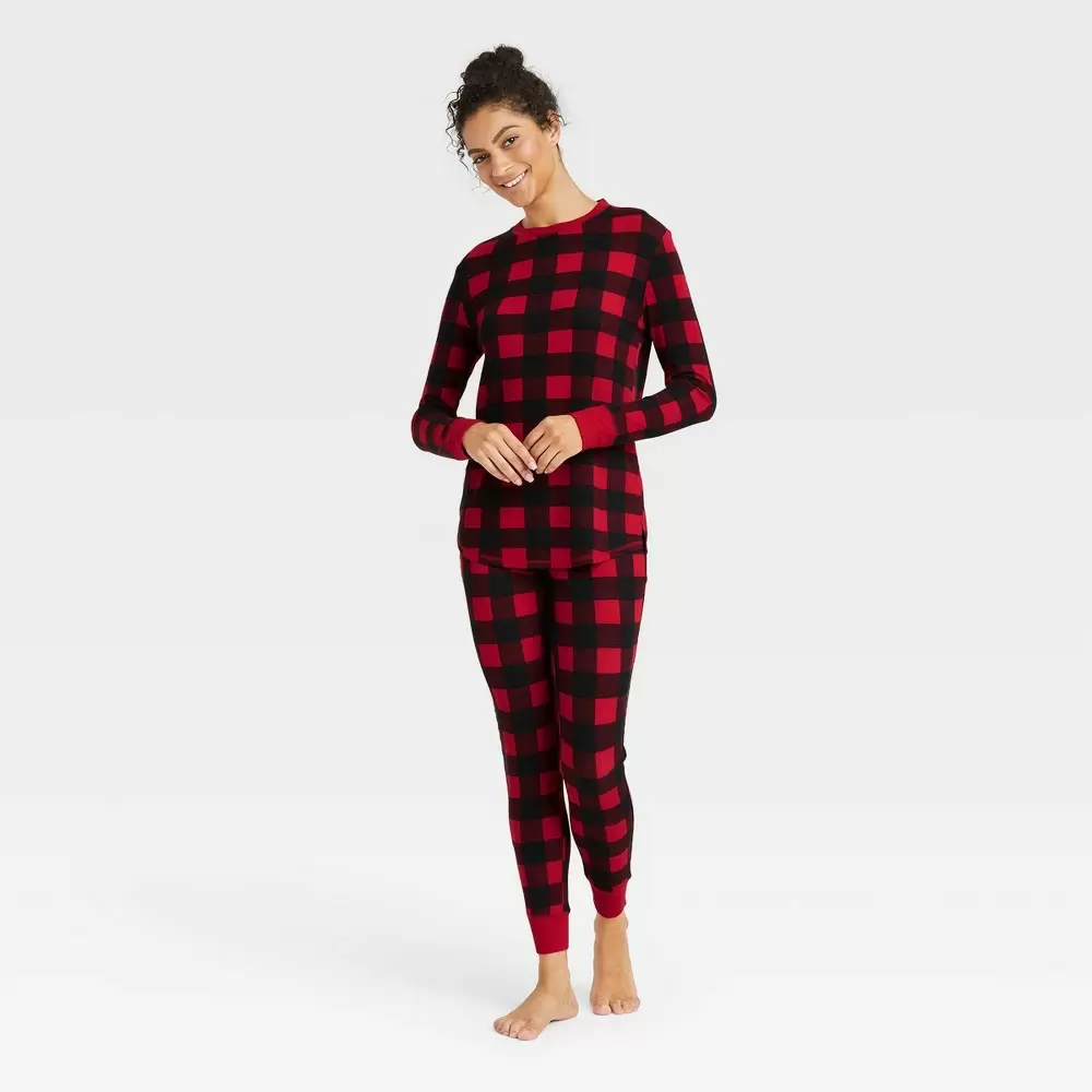 Photo 1 of 5 PK Women's Plaid Thermal Pajama Set - Stars Above Red sz XL