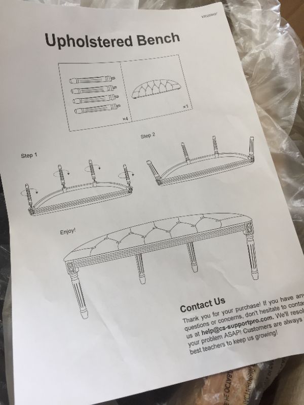 Photo 1 of 48 INCH WOODEN UPHOLSTERED BENCH 