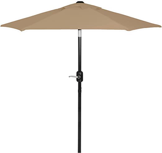 Photo 1 of 6 Ft Outdoor Patio Umbrella, Easy Open/Close Crank and Push Button Tilt Adjustment - Sand Market Umbrellas

