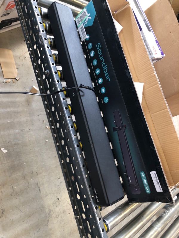 Photo 1 of Sound Bars for TV, KMOUK Sound Bar with Built-in Dual Subwoofers, Soundbar with 6 Speakers, 4 Equalizer Mode Bluetooth 5.0, HDMI ARC/Optical/AUX Connection, 100W Soundbar 2.1 with Bass
