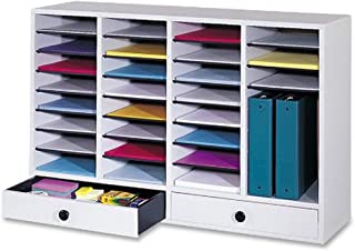 Photo 1 of Safco Products Wood Adjustable Literature Organizer, 32 Compartment with Drawers, 9494GR, Grey, Durable Construction, Removable Shelves, Stackable
