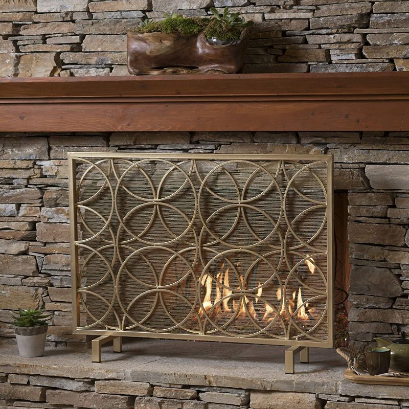 Photo 1 of Christopher Knight Home Valeno Single Panel Iron Fireplace Screen, Gold