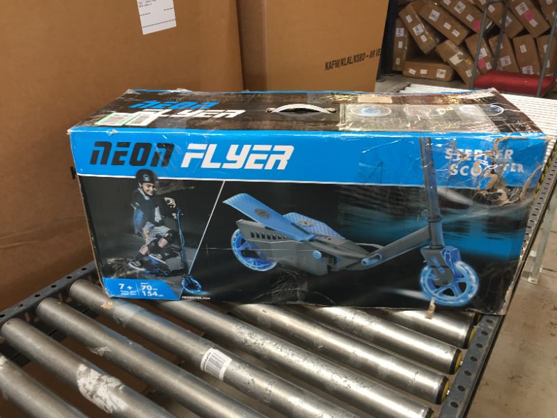 Photo 9 of Neon Flyer Pedaling Scooter with LED Wheels Blue for Kids Age 7+