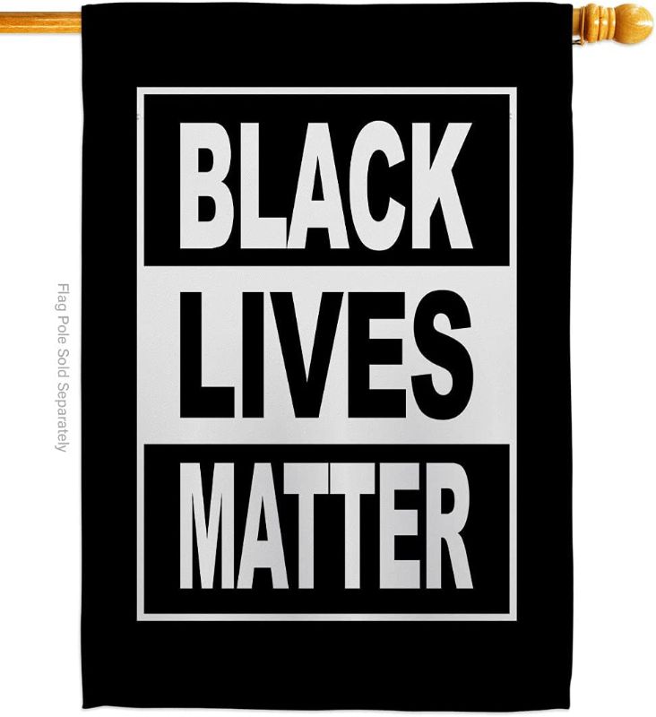 Photo 1 of 28 x 40 in. Cant Breathe BLM Black Lives Matter Double-Sided Decorative Vertical House Flags with Banner Holder - Decoration Banner Garden Yard Gift