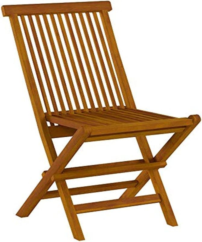 Photo 1 of Bare Decor Vega Golden Teak Wood Outdoor Folding Chair (Set of 2)