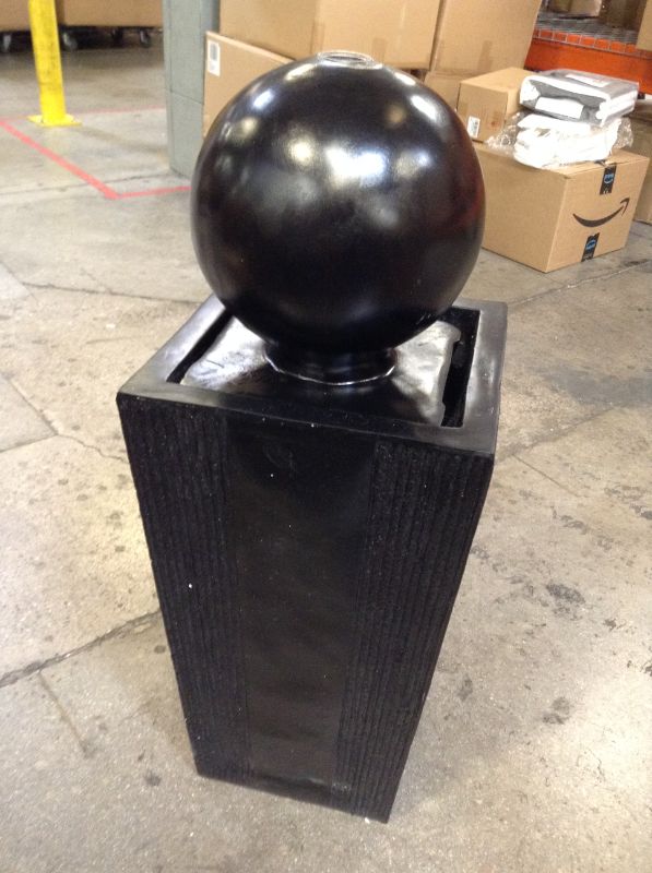Photo 3 of Alpine Corporation GIL786 Sphere and Pedestal Fountain, 12"L x 12"W x 33"H, Black
