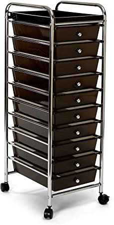 Photo 1 of Seville Classics 10-Drawer Multipurpose Mobile Rolling Utility Storage Organizer with Tray Cart, Black